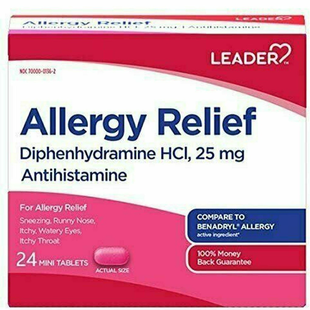 Diphénhydramine HCl, 25mg Mini comprimés, 24 Nombre