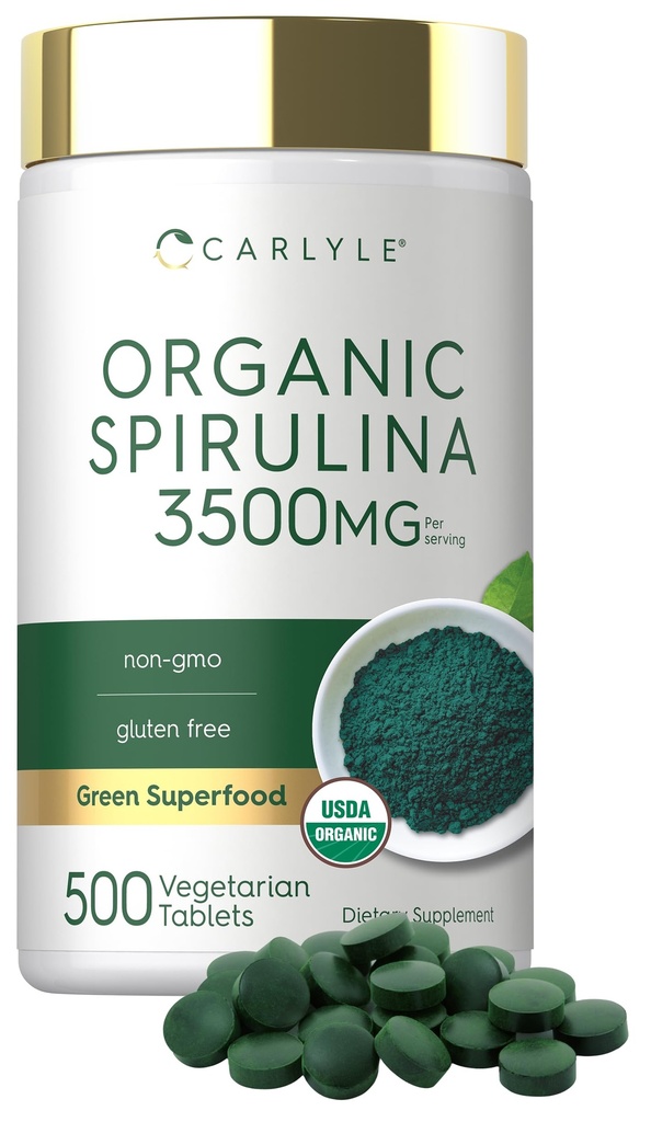 Carlyle Organic Spirulina Tablets | 3500mg | 500 Count | Vegetarian, Non-GMO & Gluten Free Supplement