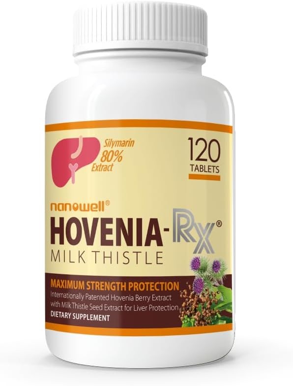 NANOWELL Hovenia-RX Milk Thistle - Liver Support Supplement mit 80% Silymarin Milk Thistle Seed Extract - 120 Tabletten, 30 Tage Versorgung
