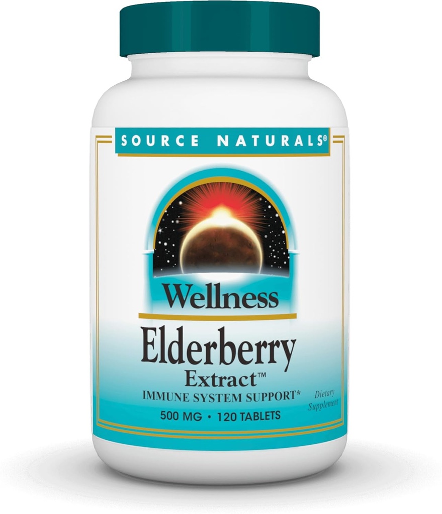 Quelle Naturals Wellness Elderberry Extrakt für Immunsystem Unterstützung* - 500 mg, 120 Tabletten