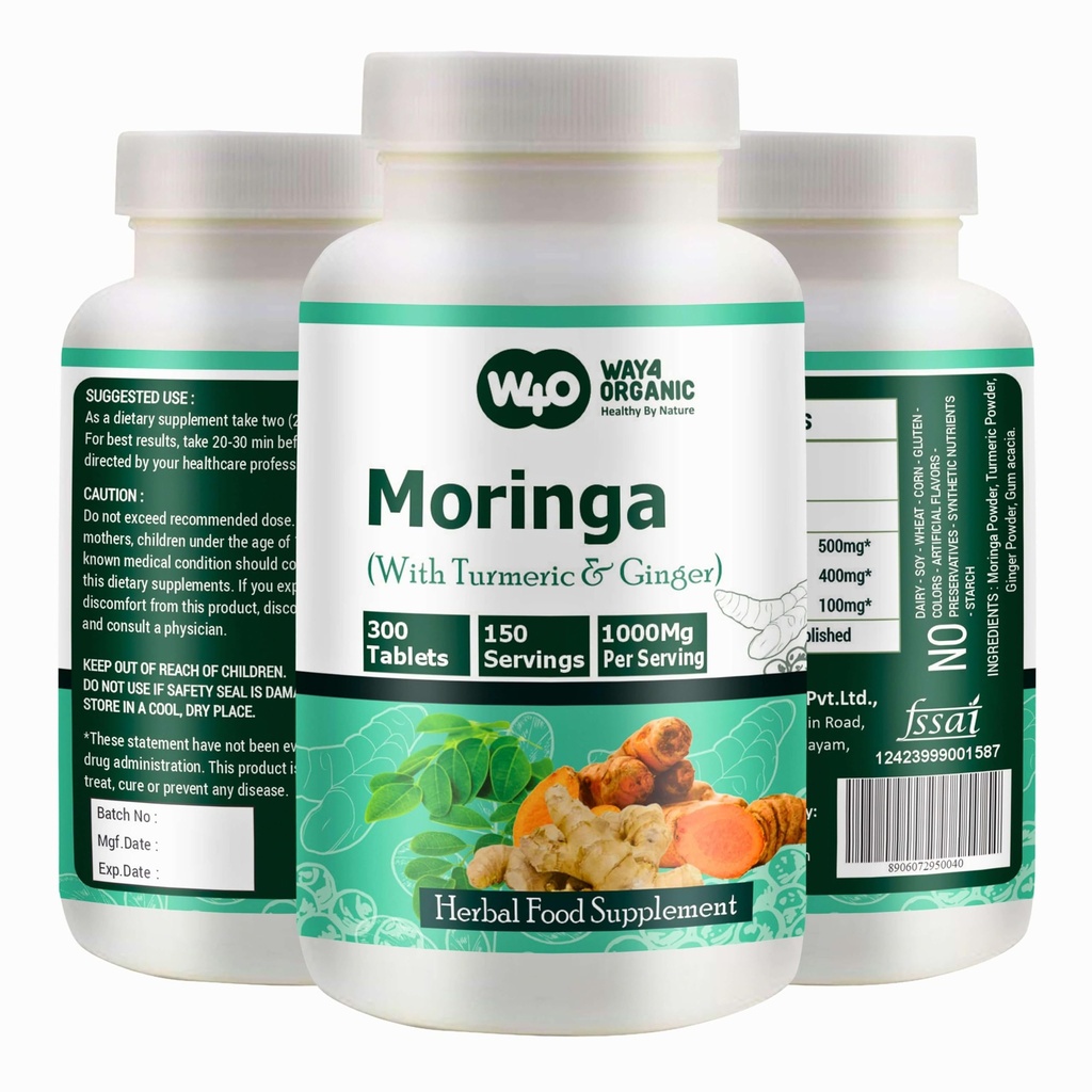 Moringa Tabletten mit Turmeric und Ginger, 300 Pillen, 5 Monate Lieferung, 150 Servieren, 1000 Mg pro Servieren. Eine Kapsel mit mehreren Vorteilen - unterstützt Verdauungsgesundheit(Pack von 1)