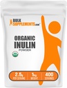 BulkSupplements.com Poudre d'inuline organique - Supplément d'inuline, poudre de fibre soluble - Sans végane et sans gluten - 2,5 g par portion, 1 kg (2,2 lbs) (paquet de 1)