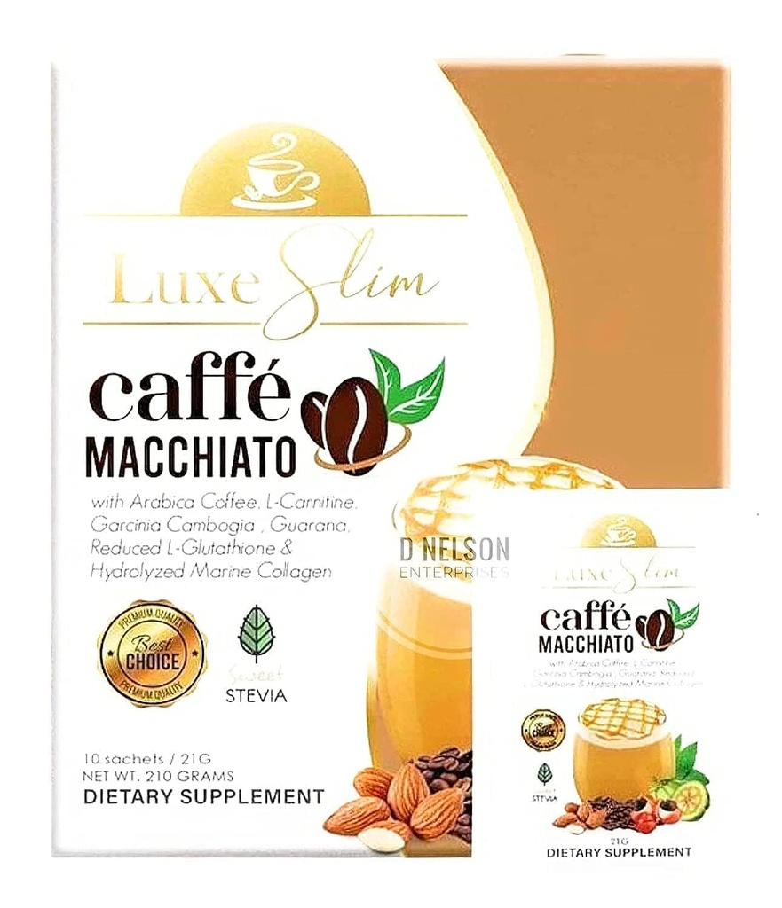 Luxe Slim Cafe Macchiato mit hydrolysiertem Collagen & Glutathione, 21g x 10 Sachets, 0.74 Unze (Pack von 10)