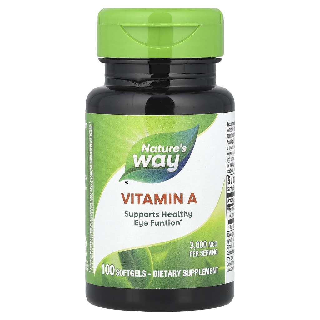 Nature's Way Vitamine A, High Potency, soutient la fonction oculaire saine*, 3 000 μg par portion, 100 softgels (paquetage mai Vary)