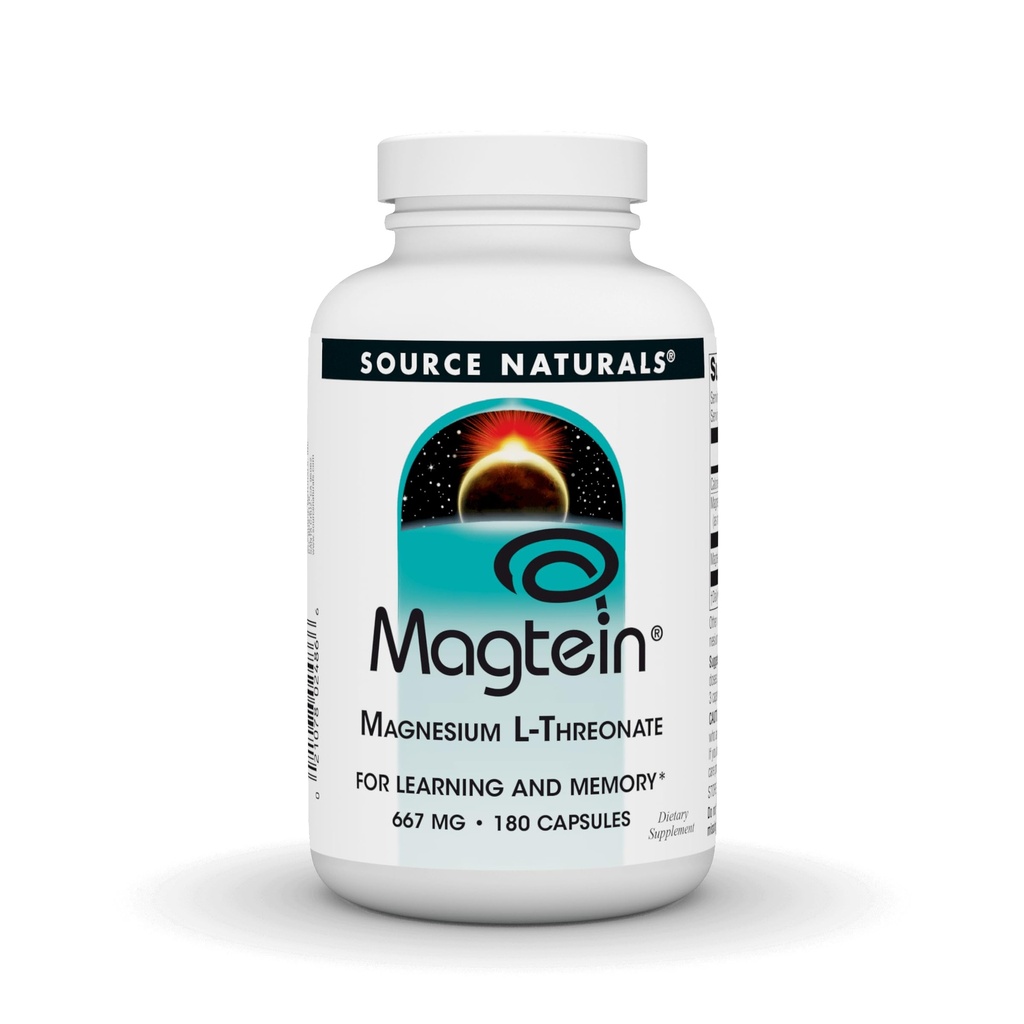 Quelle Naturals Magtein Magnesium L-Threonate, 667mg, unterstützt Fokus, Stimmung, Gesundes Gedächtnis, Kognitive Funktion - 180 Kapseln