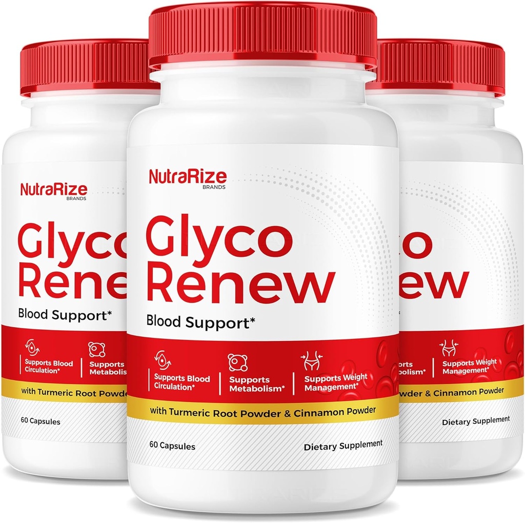 NutraRize (Pack mit 3 Glyco Renew Pills, Alle natürlichen Blut-Support-Formel, maximale Stärke-Ergänzung zur Erhaltung stabiler Levels, Ihre Reise in Richtung Gesundheit, offizielle Bewertungen (180 Kapseln)