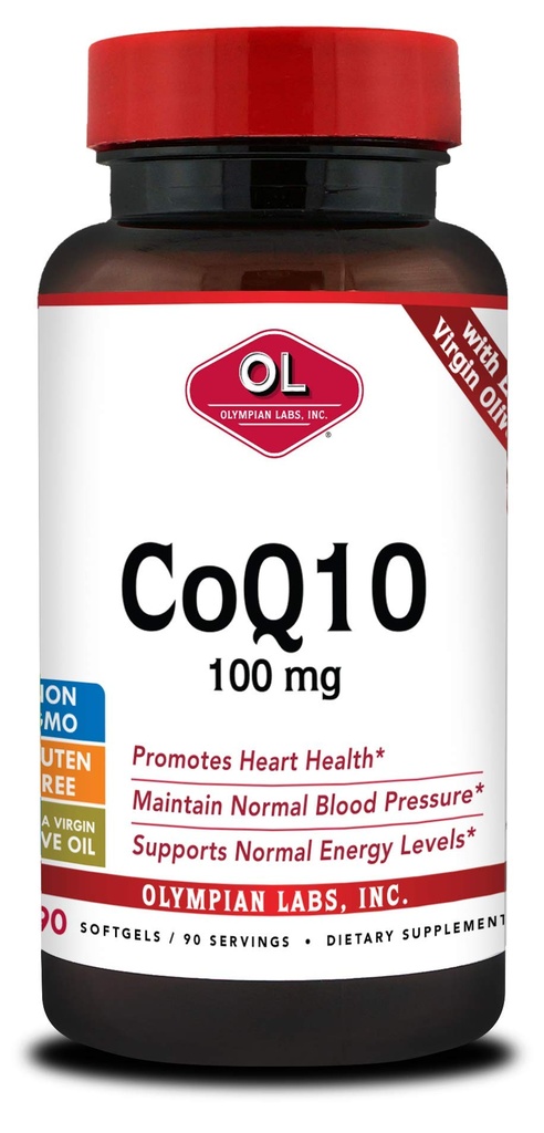 Olympian Labs Coenzym Q10 100mg Softgels formuliert mit extra Virgin Olivenöl, Herzgesundheitsunterstützung, Zellschutz vor freien Radikalen