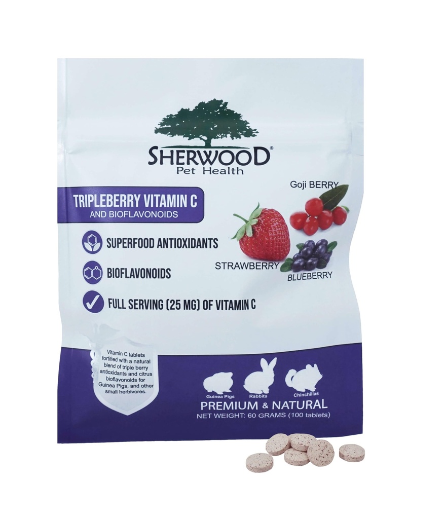 Tripleberry Vitamin C und Bioflavonoide von Sherwood Pet Health (100 Tabletten - 60 Gramm)