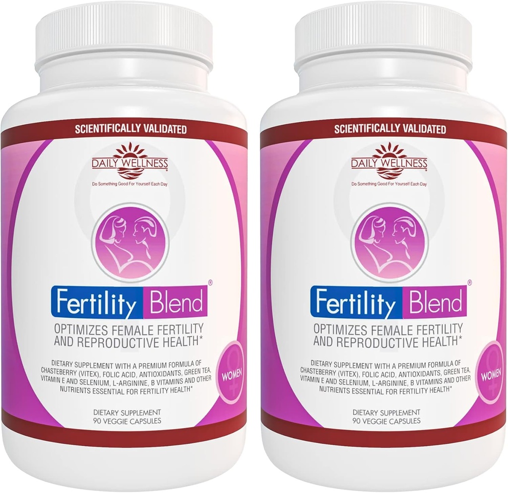 Mélange quotidien de fertilité de mieux-être pour les femmes - Suppléments de fertilité pour les femmes, Conception Fécondité Vitamines prénatales, Essayer de concevoir des suppléments de progestérone, Pills de soutien au cycle - 2 Pack
