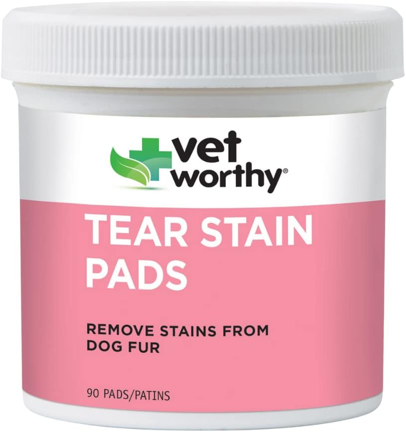 Vet Worthy Tear Stain Pads für Hunde - Lösung Soaked Pads - Entfernen Sie Stains von Hundepelz - Sanfte und sichere - 90 Pads.