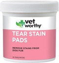 Vet Worthy Tear Stain Pads für Hunde - Lösung Soaked Pads - Entfernen Sie Stains von Hundepelz - Sanfte und sichere - 90 Pads.