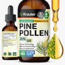 BIO KRAUTER Pine Pollen Teinture - Pine Pollen Poudre Extrait liquide pour le soutien immunitaire - Sans alcool et sans sucre supplément naturel à base de plantes - 2 Fl.Oz.