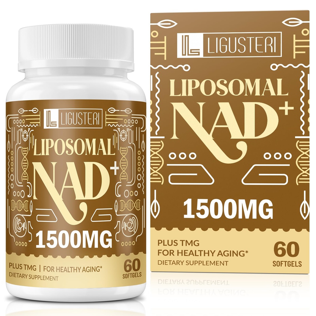 1500 MG NAD+ liposomique, 98%+ Absorption, NAD+ Supplément pour les femmes et les hommes avec TMG, pour la défense du vieillissement, énergie cellulaire, coeur et fonction cérébrale, longévité, 60 Softgels