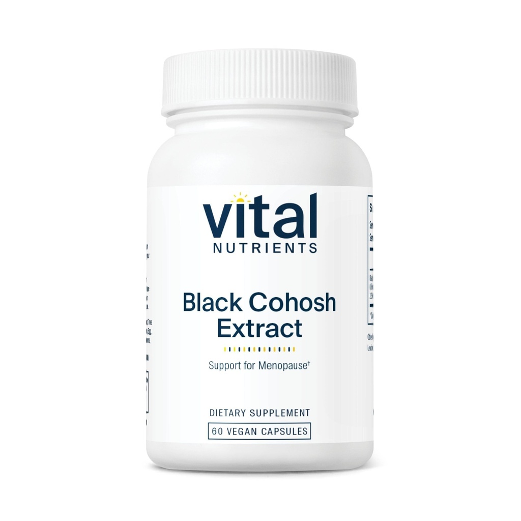 Nutriments vitaux Black Cohosh Extract 250mg de supplément végétalien pour les femmes de ménopause, d'équilibre hormonal et de soutien des SPM*