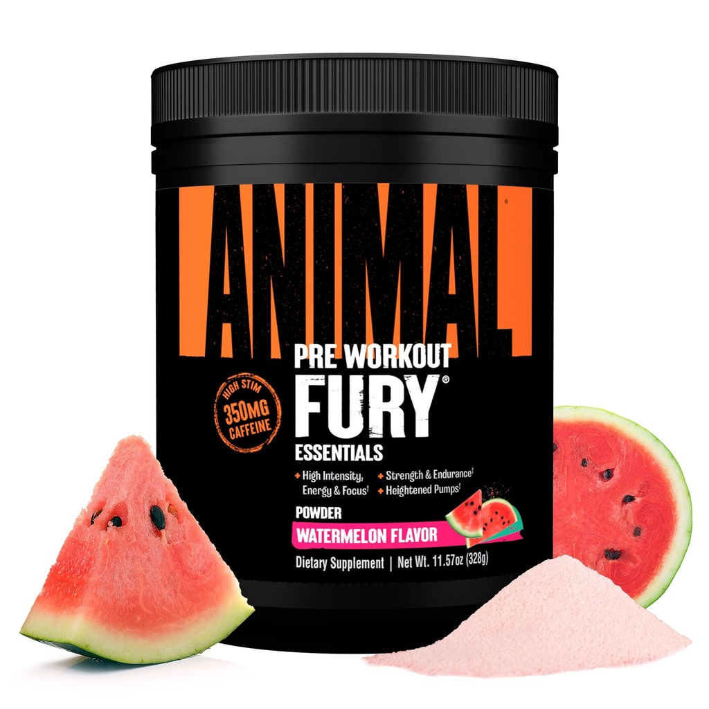 Poudre de pré-entraînement pour les animaux - pastèque, 350mg caféine, BCAA Acides aminés, 2g Beta Alanine, Citrulline & Tyrosine, Énergie, Focus, Force, Endurance, Pré-entraînement pour les hommes et les femmes, 20 portions