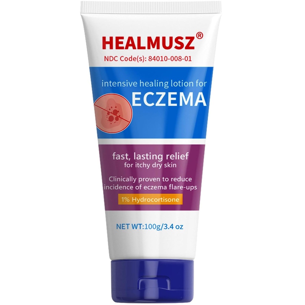 HEALMUSZ Eczema Cream, Maximale Stärke 1% Hydrocortison Relief Anti-Itch Creme Intensive Heilung Lotion für Eczema-Prone & trockene Haut, Relief für Juckreiz, Redness, Flaking und Irritated