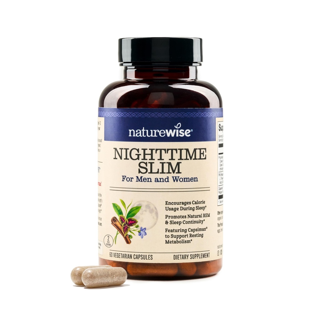 Naturewise Nighttime Fitness Support Supplement & Natural Sleep Aid mit Cayenne Extract, Green Coffee Bean, GABA, L-Theanine - Vegetarisch, Non-GMO - 60 Kapseln[1-Month Supply]