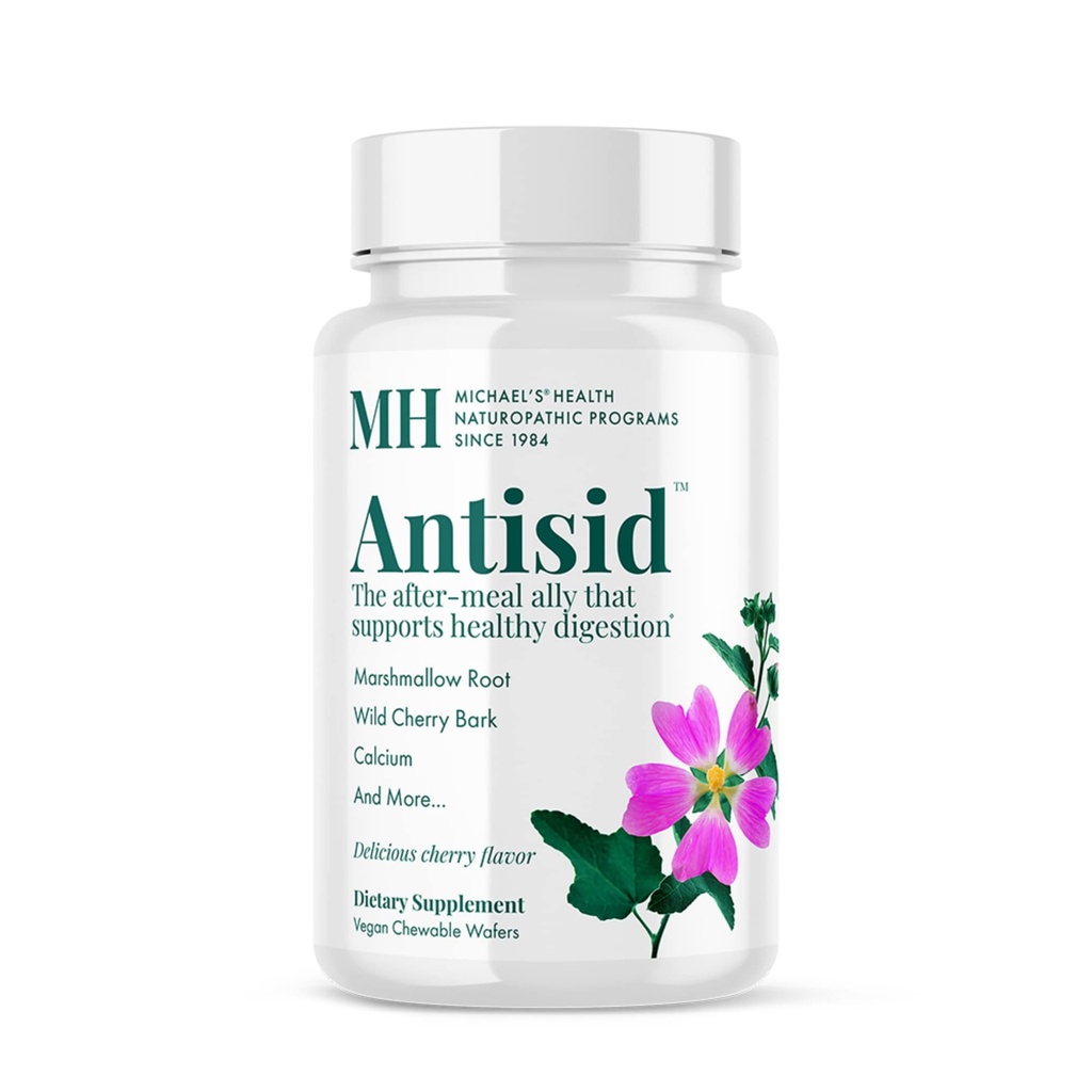 MICHAEL'S Health Naturopathic Programme Antisid - 60 Vegan Chewable Wafers - Wild Cherry Flavor - Unterstützt gesunde Verdauung - Kosher - 20 Servierungen