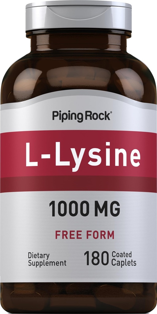 Piping Rock L-Lysine 1000mg | 180 Caplets | Free Form | Vegetarisch, Non-GMO, Glutenfrei
