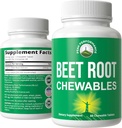 Beet Chews - Great Tasting Beets Chewables With No Added Sugar - Besser als Gummis. Enthält Organic Beet Root Extract. Vegan, Zero Gluten Beetroot Gesamtergänzung für Herz, Kreislauf, BP