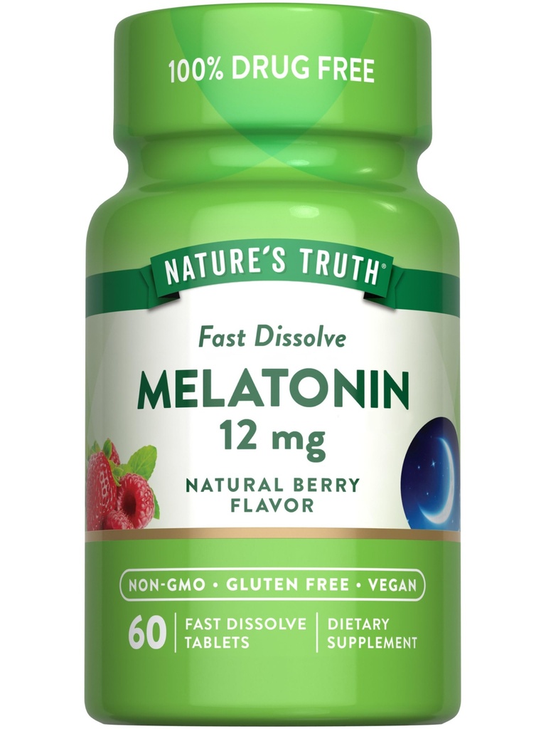 Nature's Truth Melatonin 12mg.60 Comprimés Dissolvés Rapidement.