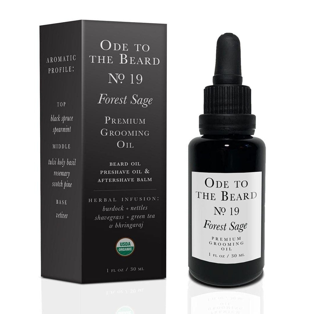 Vegan Mia - USDA Organic Spruce-Scented Beard Oil für Herren, 3-in-1 Premium Grooming Oil mit Argan Oil und mehr - Für Bartwachstum und Wartung, Ode To The Beard Forest Sage Beard Oil, 1 fl oz