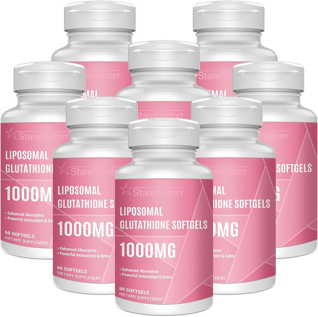 Liposomale Glutathione Softgels 1500MG, reduzierte Glutathion-Ergänzung mit Vitamin C, bessere Absorption, nicht-GMO Leistungsstarkes Antioxidans für gesundes Altern, Detox, Immungesundheit, 480 Softgele