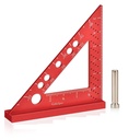 Carpenter Square, Petit Triangle Square, 90 degrés Petit carré règleur, outil de mesure de travail du bois avec épingle fixe d'angle (rouge)