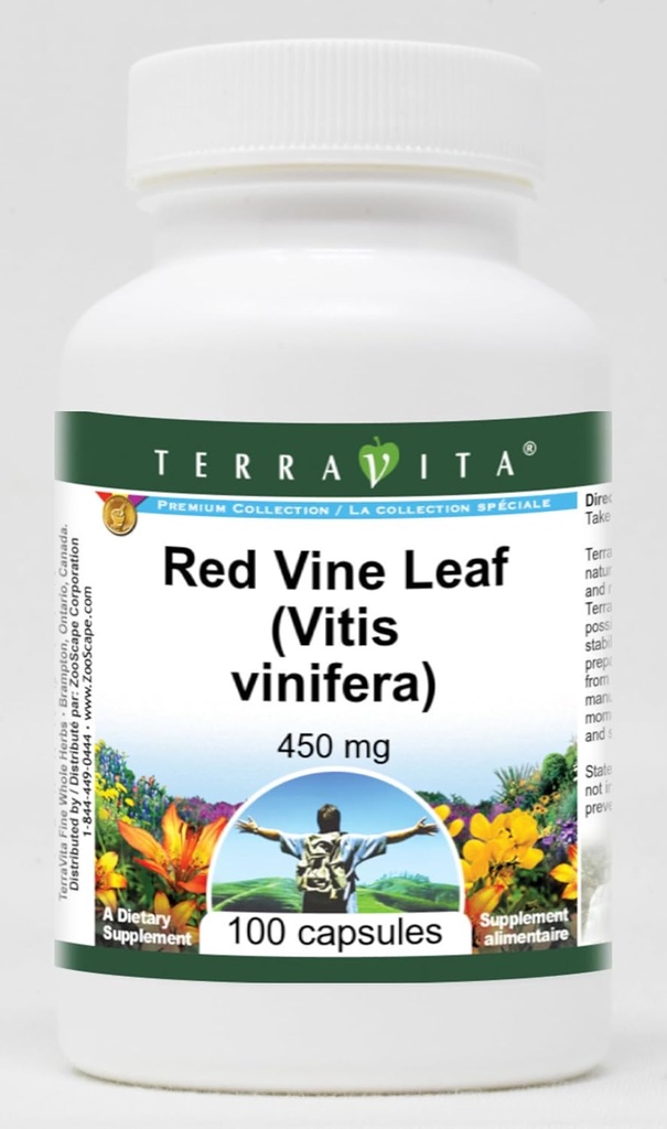 Red Vine Leaf (Vitis vinifera) - 450 mg (100 Capsules, ZIN: 511411) - 3 Pack
