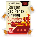 Korean Red Panax Ginseng Supplement Gummi - Eisen Ergänzungen für Damen und Herren - Eisen Gummi mit Vitamin C, B6, B12, Kalium & Magnesium, Vegan - 90 Zähler