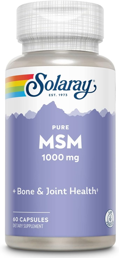 SOLARAY Pure MSM Kapseln, 1000 mg, 60 Zähler