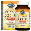 Garten des Lebens Vitamin D, Vitamin Code Raw D3, Vitamin D 2.000 IU, Rohe Ganze Nahrung D3 Nahrungsergänzungsmittel mit Chlorella, Obst, Gemüse & Probiotika für Knochen & Immune Gesundheit, 120 vegetarische Kapseln