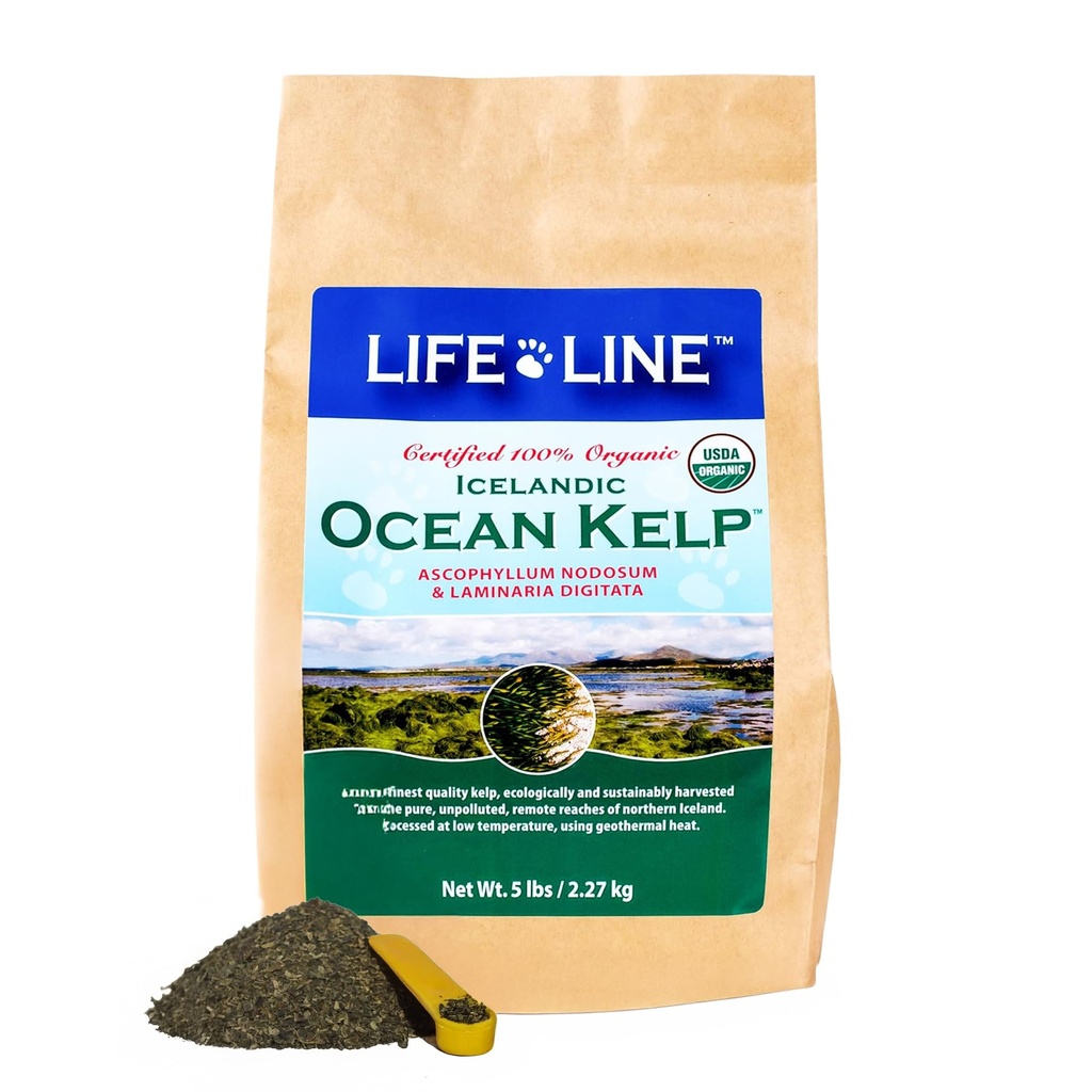 Life Line Certified Organic Ocean Kelp Supplement für Hunde, Katzen & Pferde | Boosts Coat Health, Reduces Shedding, Fights Plaque & Tartar, unterstützt Verdauung, USDA Zertifiziert - 5 lb