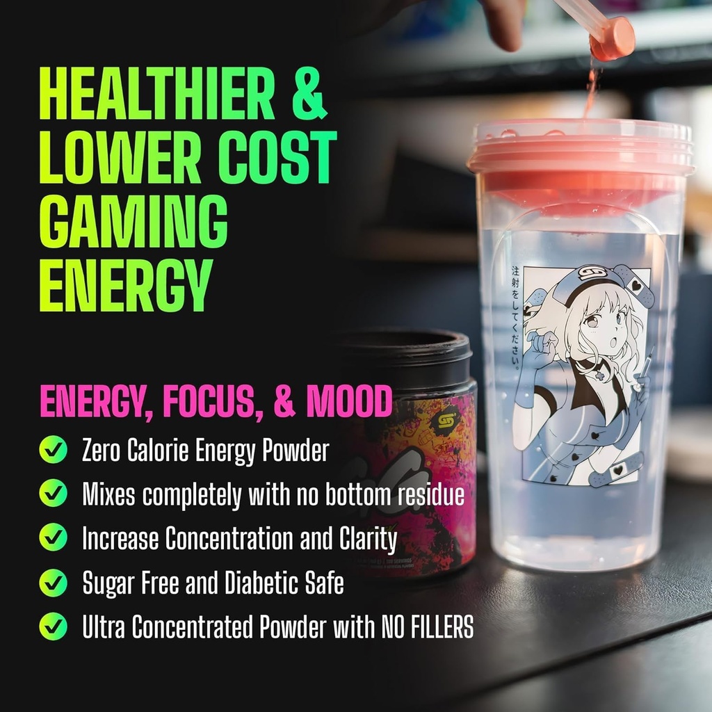 Gamer Supps, GG Energy Red Raspberry (100 Servierungen) - Keto Friendly Gaming Energy und Nootropic Blend, Sugar Free + Organic Caffeine + Vitamins, Powder Drink
