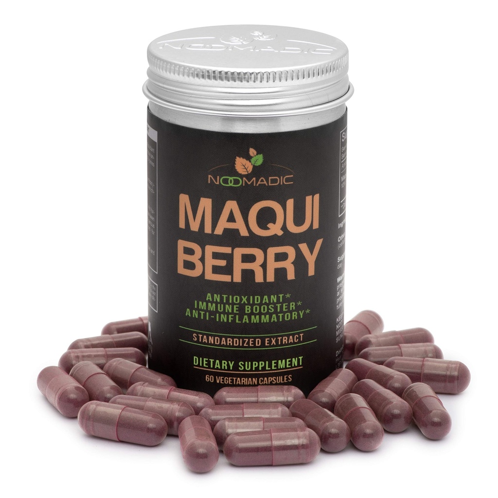 Noomadic Maqui Berry, 60 Capsules | 500mg Each, Antioxidant (High ORAC), Immune System Support, Supports Dry Eyes (Supports Tear Production), Standardized Extract (10% Anthocyanins)