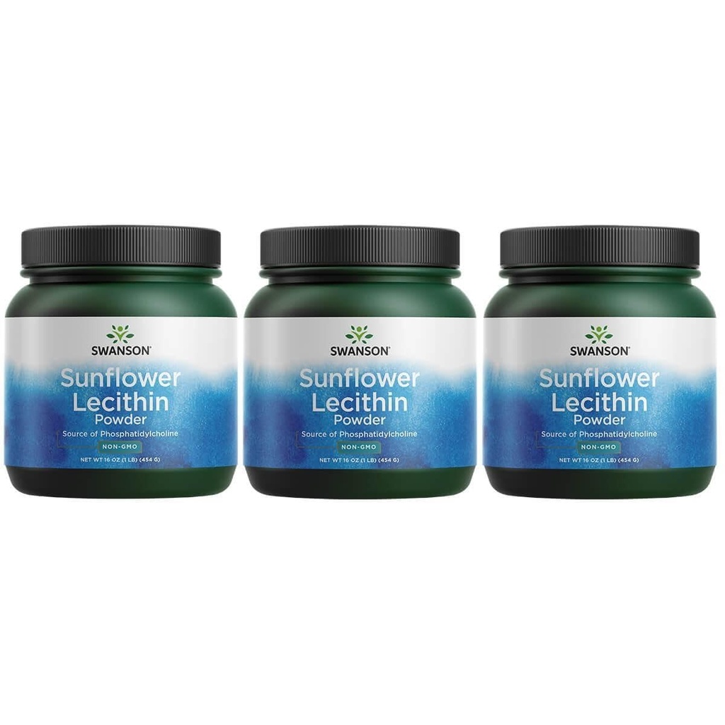 Swanson Sunflower Lecithine Cerveau Santé Système nerveux Soutien Végétarien non-OGM sans soja 16 oz (1lb) 454 grammes poudre (3 pack)