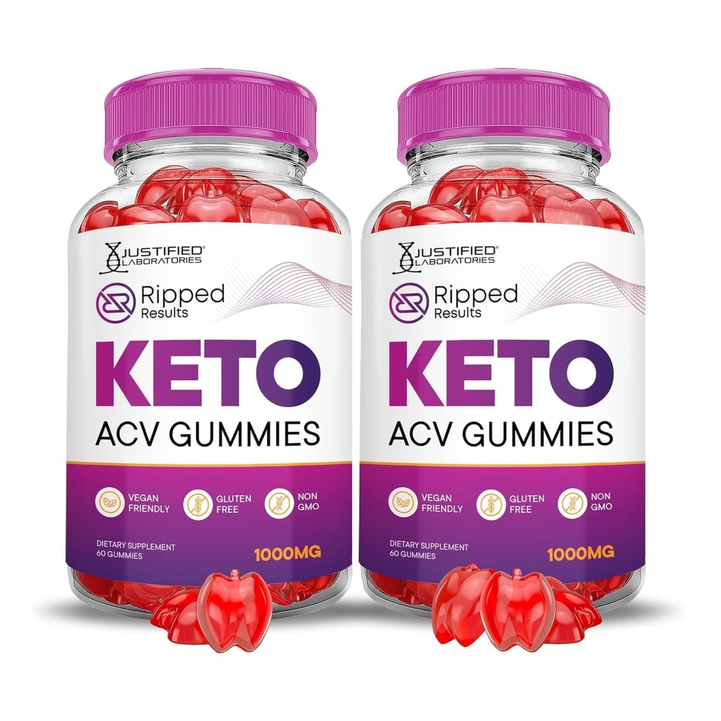 Justified Laboratories (2 Pack Ripped Results Keto ACV Gummies Advanced Formula 1000MG Ripped Results Formuliert mit Granatapfel-Blütensaftpulver B12 Vegan Non GMO 120 Gummys