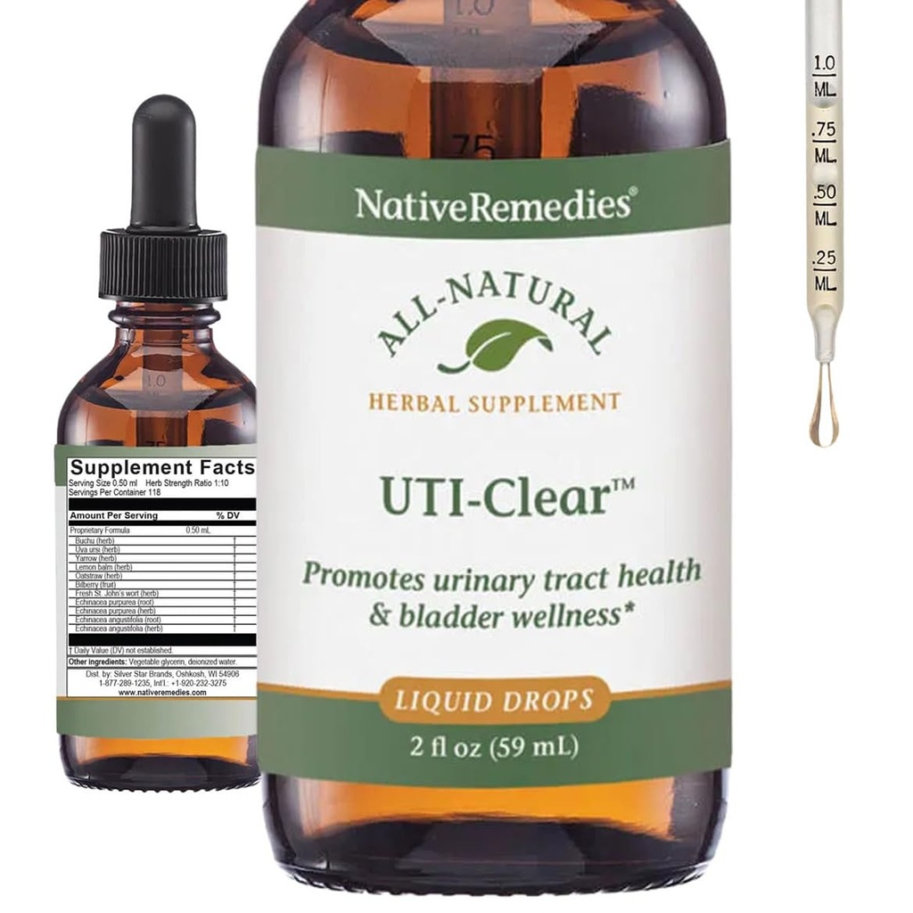 Les remèdes indigènes UTI-Clear pour la santé de l'urine et de la peau, 59 ml