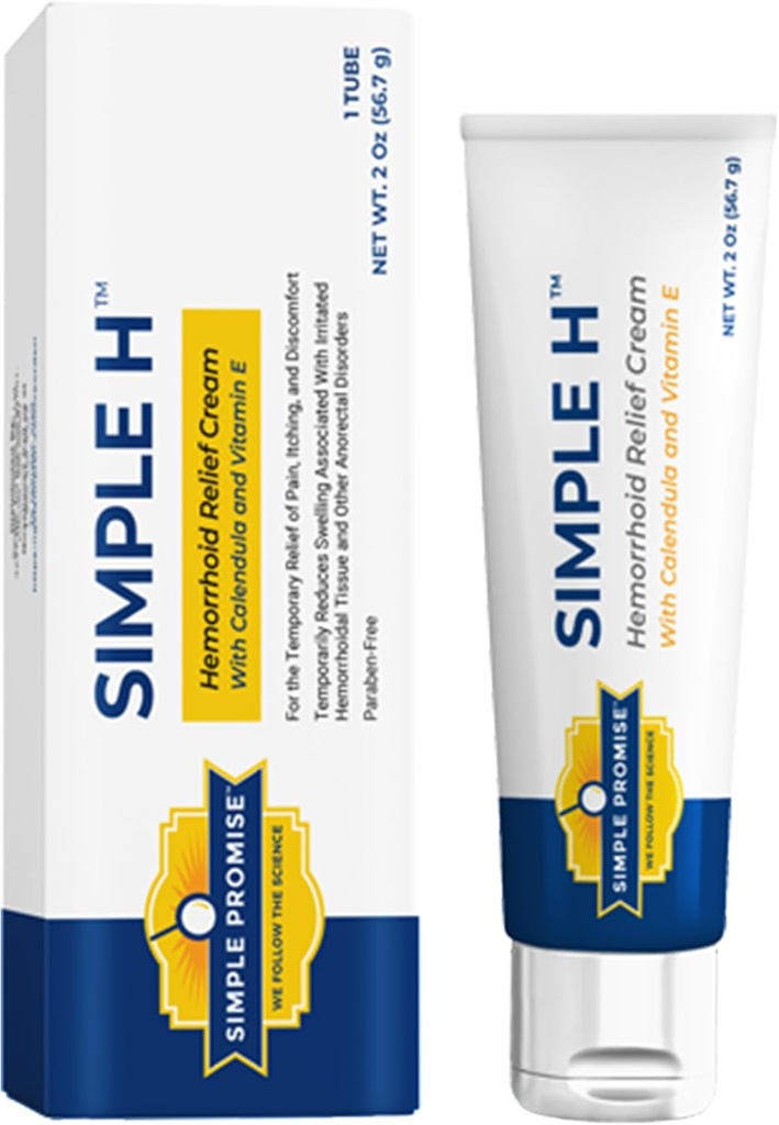 Einfache Versprechen – Einfache H-Hemorrhoid-Creme – Gentle Fast-Absorbing-Formel mit 28 potenten Inhaltsstoffen & Enhanced Delivery System – Paraben-Free, fördert Komfort & Relief, 2 Unzen