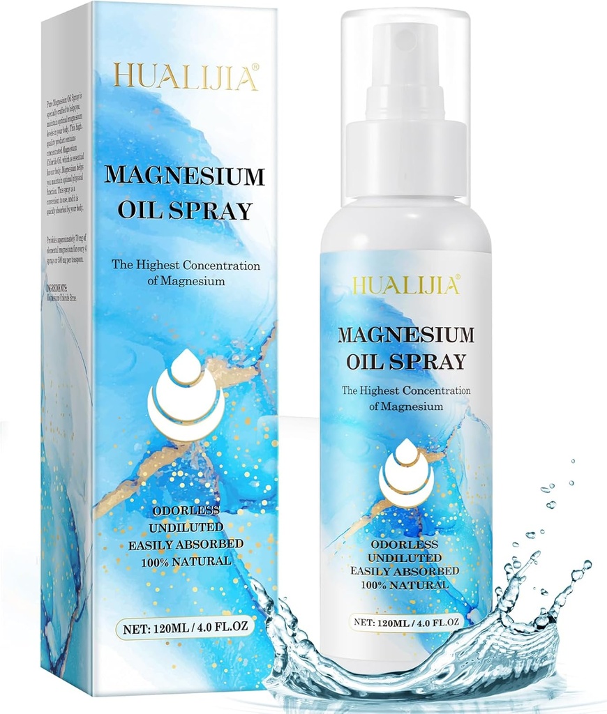 Magnesium Öl Spray, Magnesiumöl für Füße, topisches reines Magnesiumspray für Füße und Schlaf, einfach zu bedienen und schnell zu absorbieren, 4 Fl oz