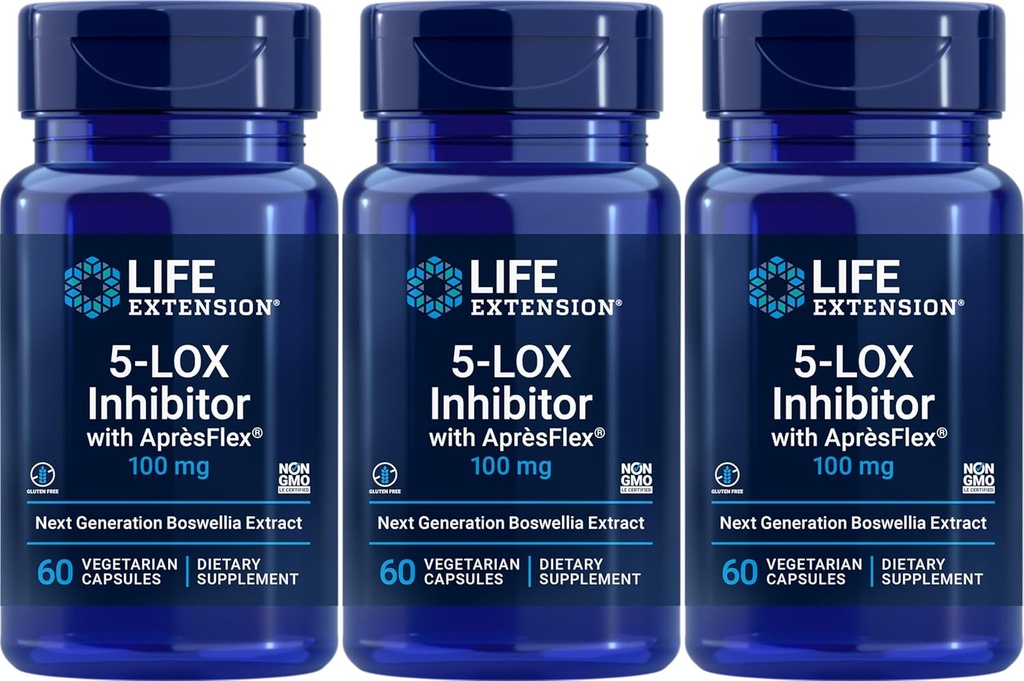 Lebensverlängerung 5-LOX Inhibitor mit AprèsFlex 100 mg, 60 vegetarische Kapseln (Pack von 3)