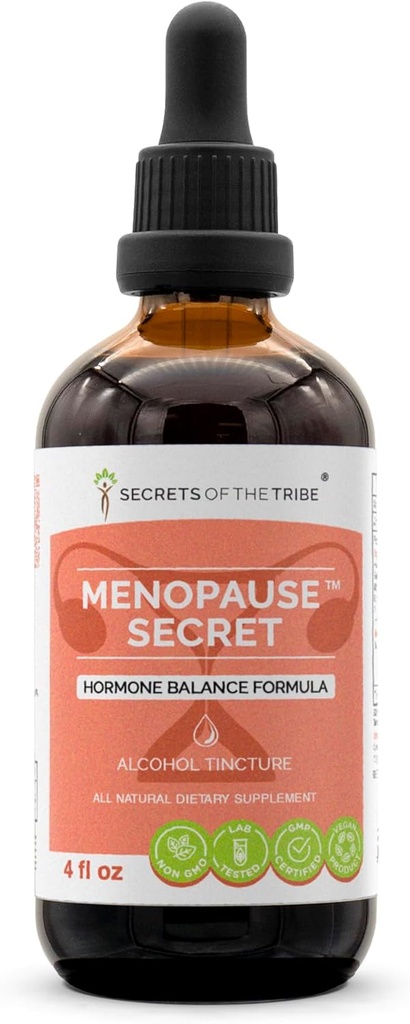 Secrets of the Tribe - Menopause Secret, Herbal Supplement Blend Drops Alcohol Liquid Extract, Hormone Balance Formula (4 fl oz)