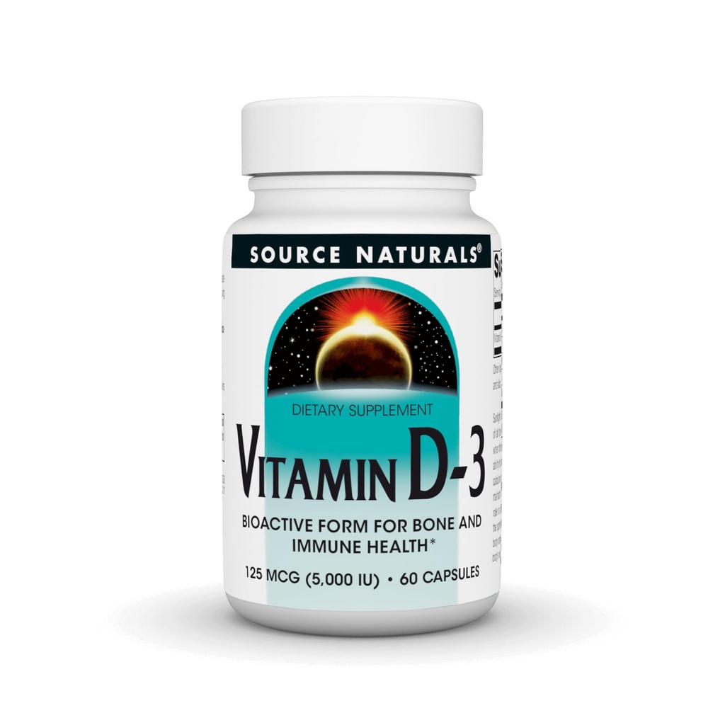 Quelle Naturals Vitamin D-3 Bioaktive Form für Knochen & Immune Gesundheit* 5000 iu - 60 Kapseln