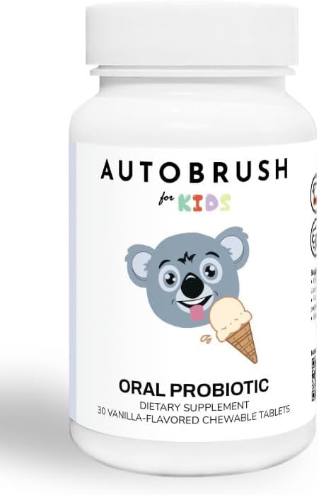 autobrush Kids Oral-Care langsam lösen Probiotic Tablets | Dental Ergänzungen | Gesunde Zähne und Gums | Balanced Mouth Biome| 30 Count (Vanilla) (1)