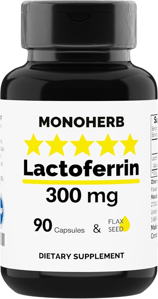 MONOHERB Lactoferrin 300 mg pro Kapsel - 90 Vegetarische Kapseln - Made in USA