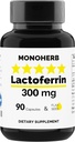 MONOHERB Lactoferrin 300 mg pro Kapsel - 90 Vegetarische Kapseln - Made in USA