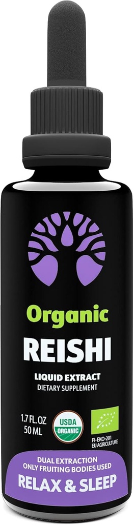 LOOV Organic Reishi Mushroom Supplement – 50 Portionen – Nur Fruchtkörper – Schlaf- und Immununterstützung