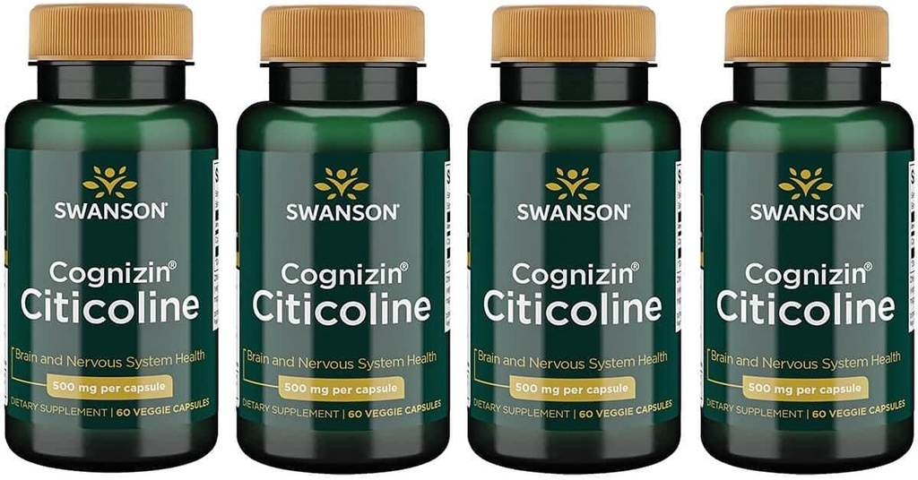 Swanson Cognizin Citicoline 1000 Milligrammes 60 Capsules de légumes (4 Pack)