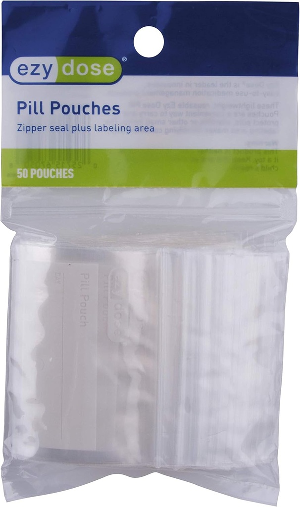 EZY DOSE Einweg Pille, Vitamin, und Medizin Organizer Pouches, Zippered Seal Bags, Pocket Sized, Einfach zu bedienen, 50 Count, BPA Kostenlos