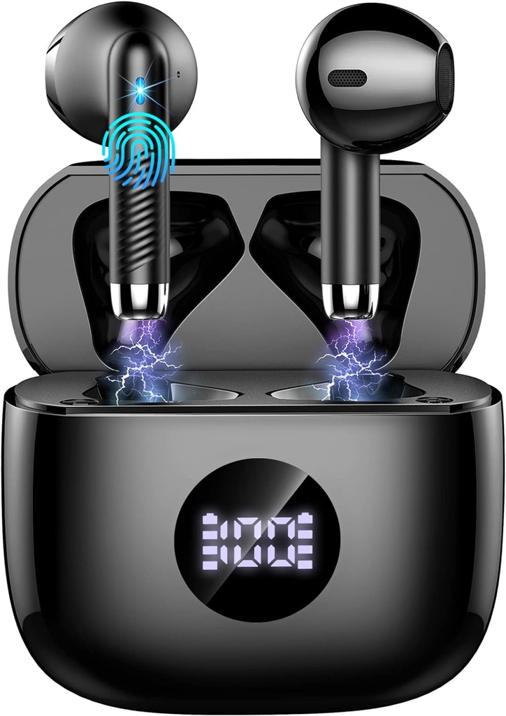 Wireless Earbuds, Bluetooth 5.4 Ear Buds LED Power Display Kopfhörer Bass Stereo, Bluetooth Earbuds in-Ear Noise Cancelling Mic, 40H Playback Mini Case IP7 Wasserdichte Sportgeräte für Android iOS